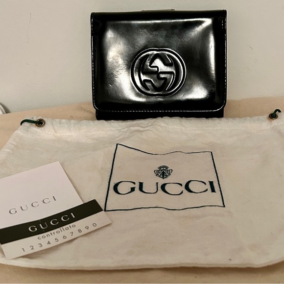 Gucci Handbags - Gucci Black Patent Leather Bifold Wallet Embossed Logo Tom Ford
Vintage Like New